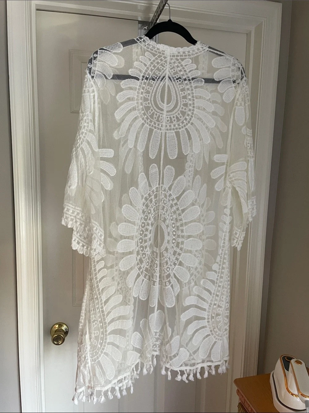 everleigh White Sheer Embroidered Kimono Cover
